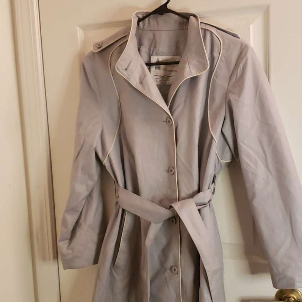 London Fog Retro Coat Light Gray Blue Medium - Picture 2 of 6